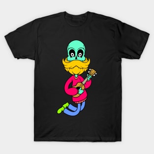 skull cartoon playing guitar T-Shirt